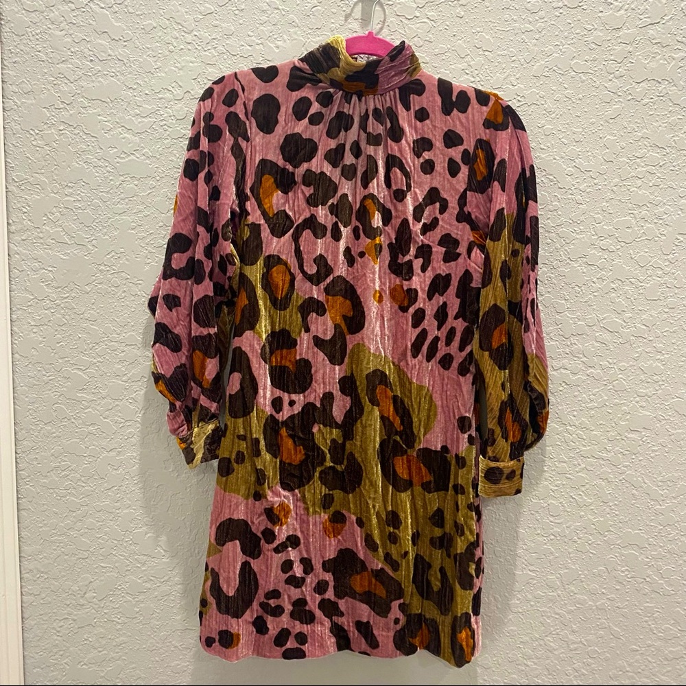 Anthropologie Layla Leopard Print Velvet Mini Dress